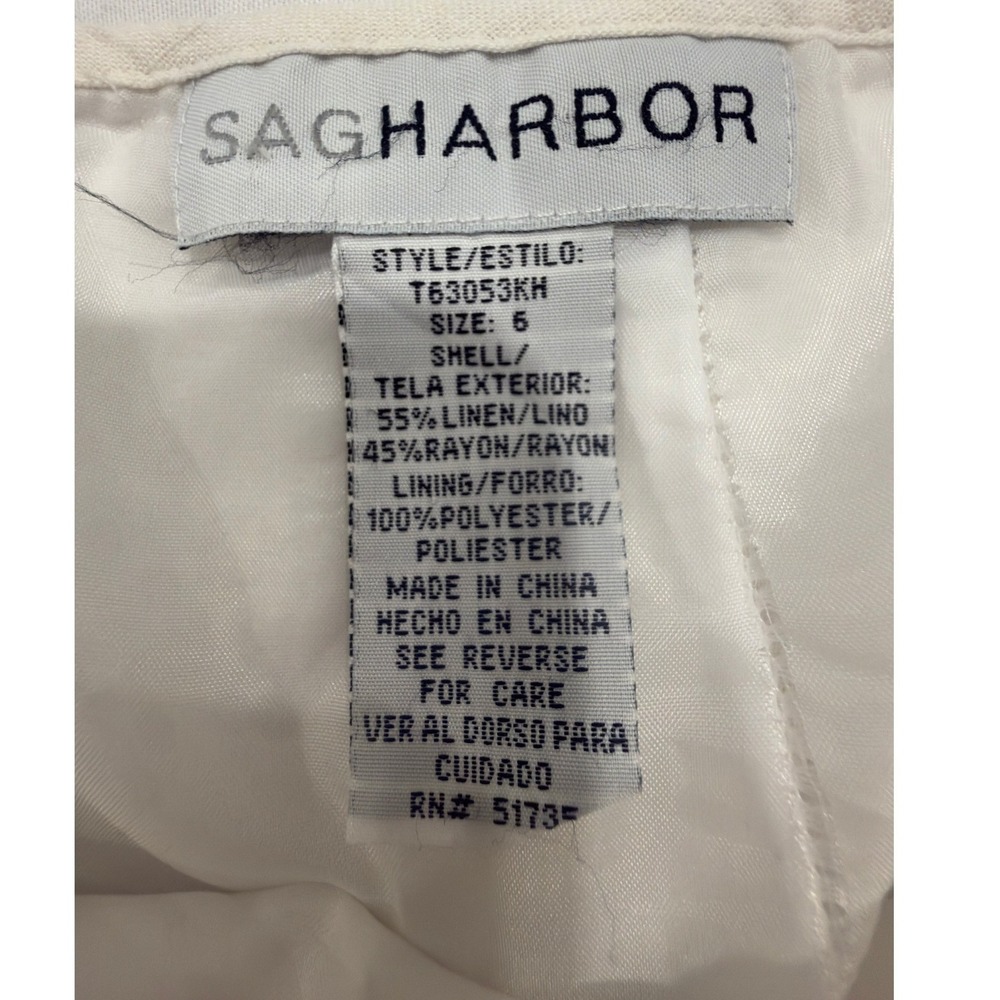 Sag Harbor Vintage Cream Linen Blend Ruffle Hem Mermaid Midi Skirt Size 6 - Picture 3 of 7